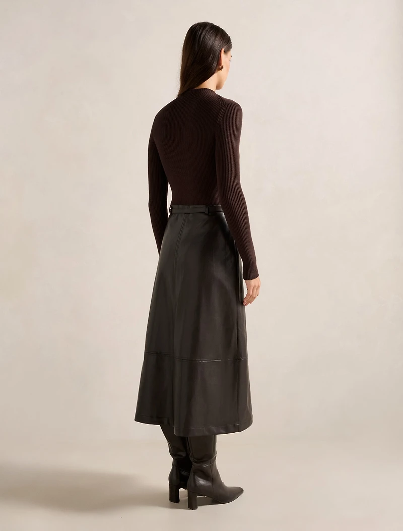 Brooklyn PU A Line Midi Dress