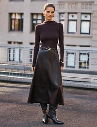 Brooklyn PU A Line Midi Dress