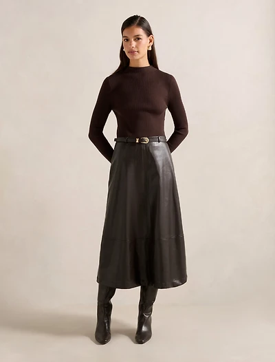Brooklyn PU A Line Midi Dress