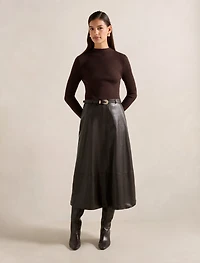 Brooklyn PU A Line Midi Dress