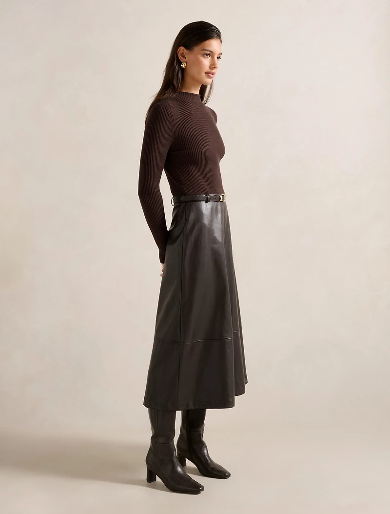 Brooklyn PU A Line Midi Dress