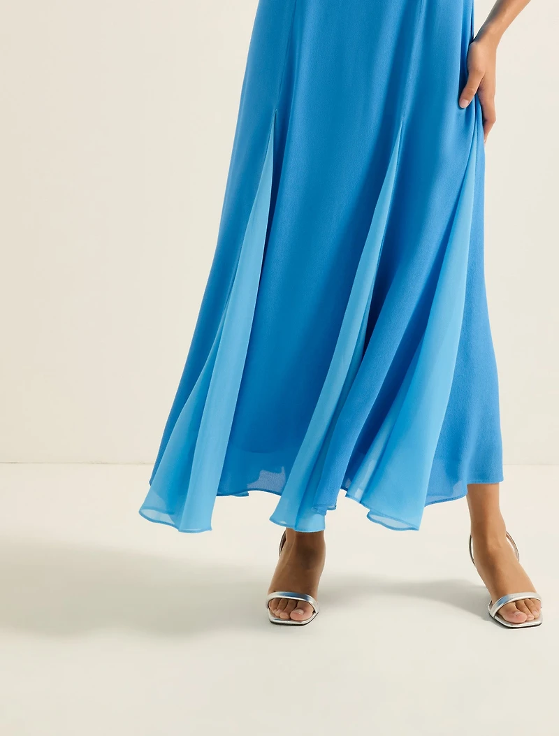 Dahlia Contrast Godet Maxi Dress