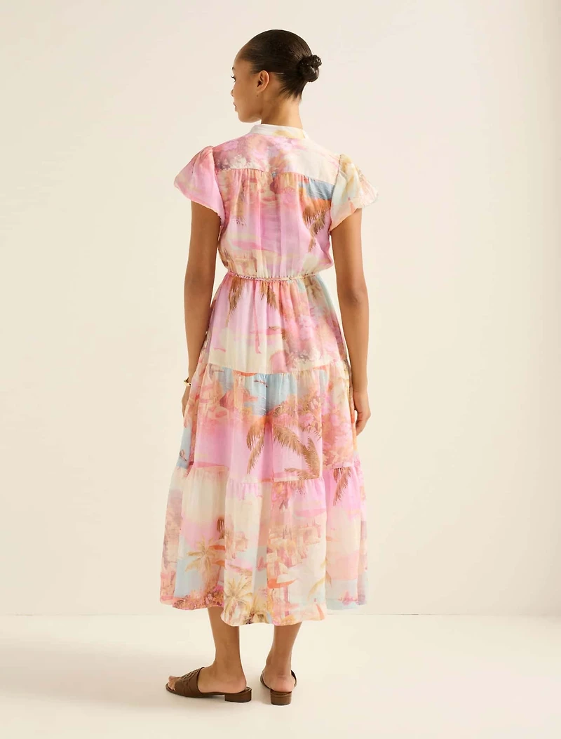 Jacqueline Puff Sleeve Tiered Midi