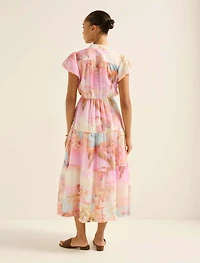 Jacqueline Puff Sleeve Tiered Midi