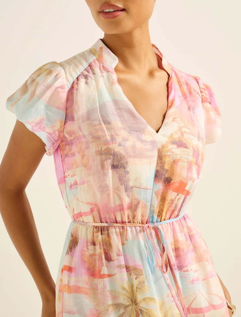 Jacqueline Puff Sleeve Tiered Midi