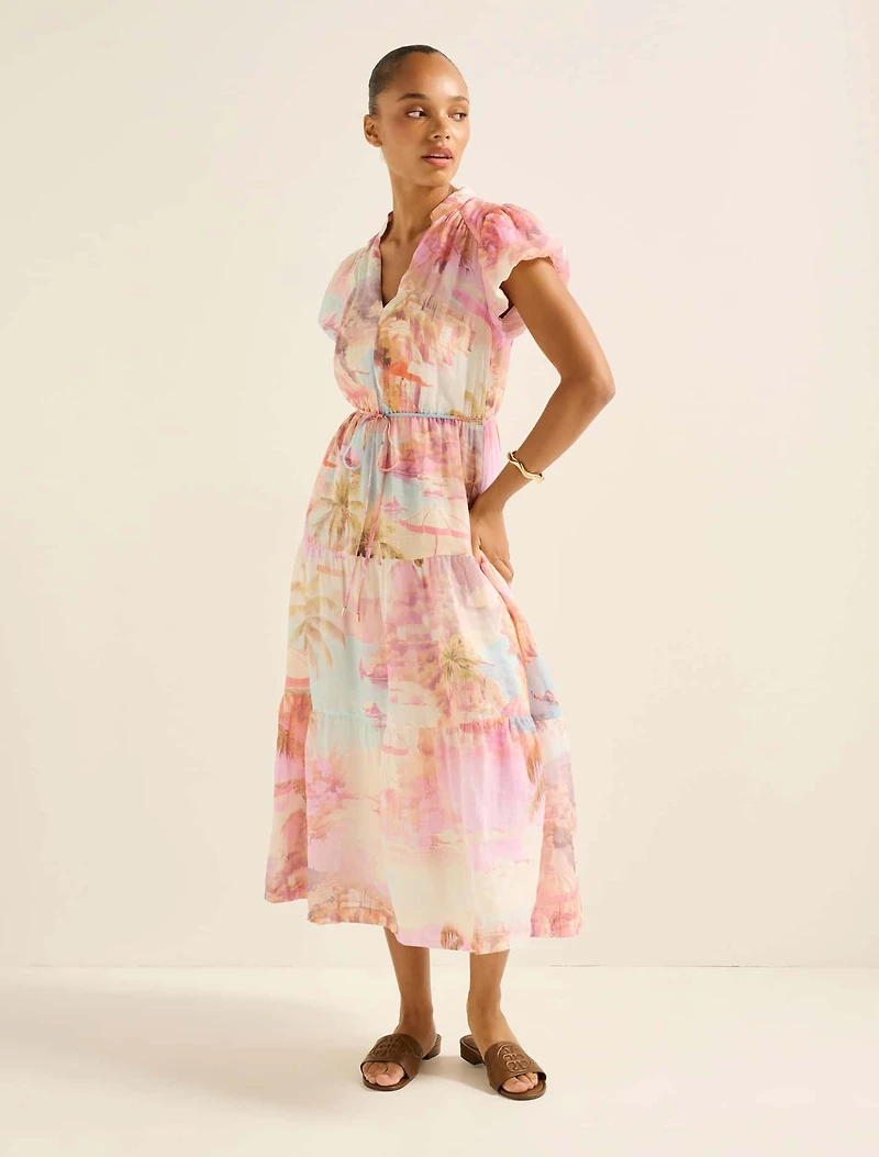 Jacqueline Puff Sleeve Tiered Midi