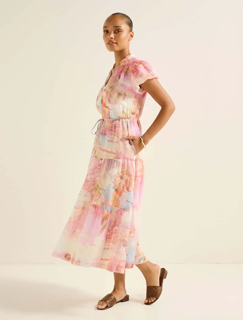 Jacqueline Puff Sleeve Tiered Midi