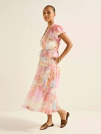 Jacqueline Puff Sleeve Tiered Midi