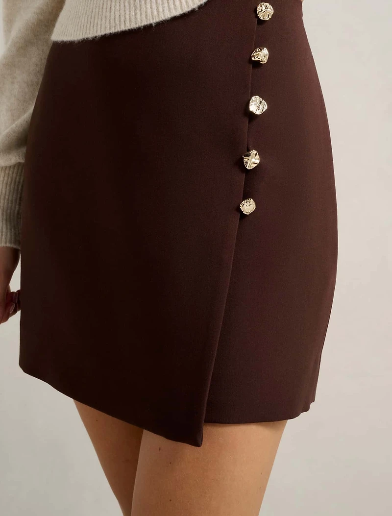 Jinny Button Detail Wrap Skirt