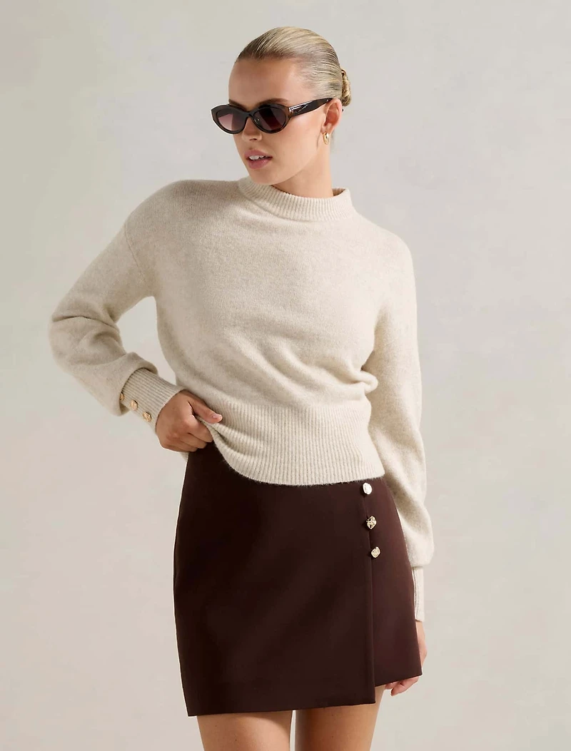 Jinny Button Detail Wrap Skirt
