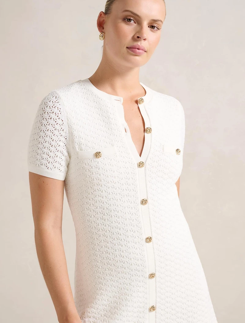 Rosa Stitch Interest Knit Mini Dress