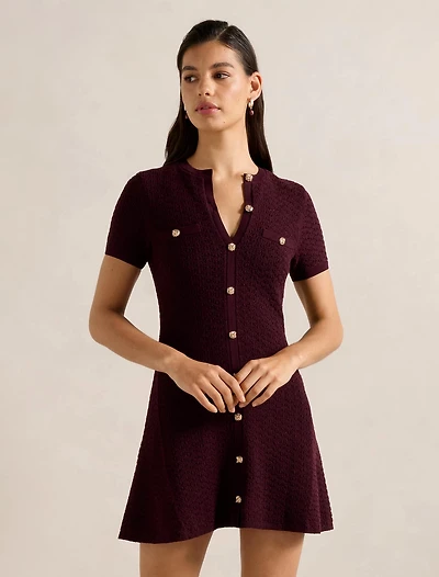 Rosa Stitch Interest Knit Mini Dress