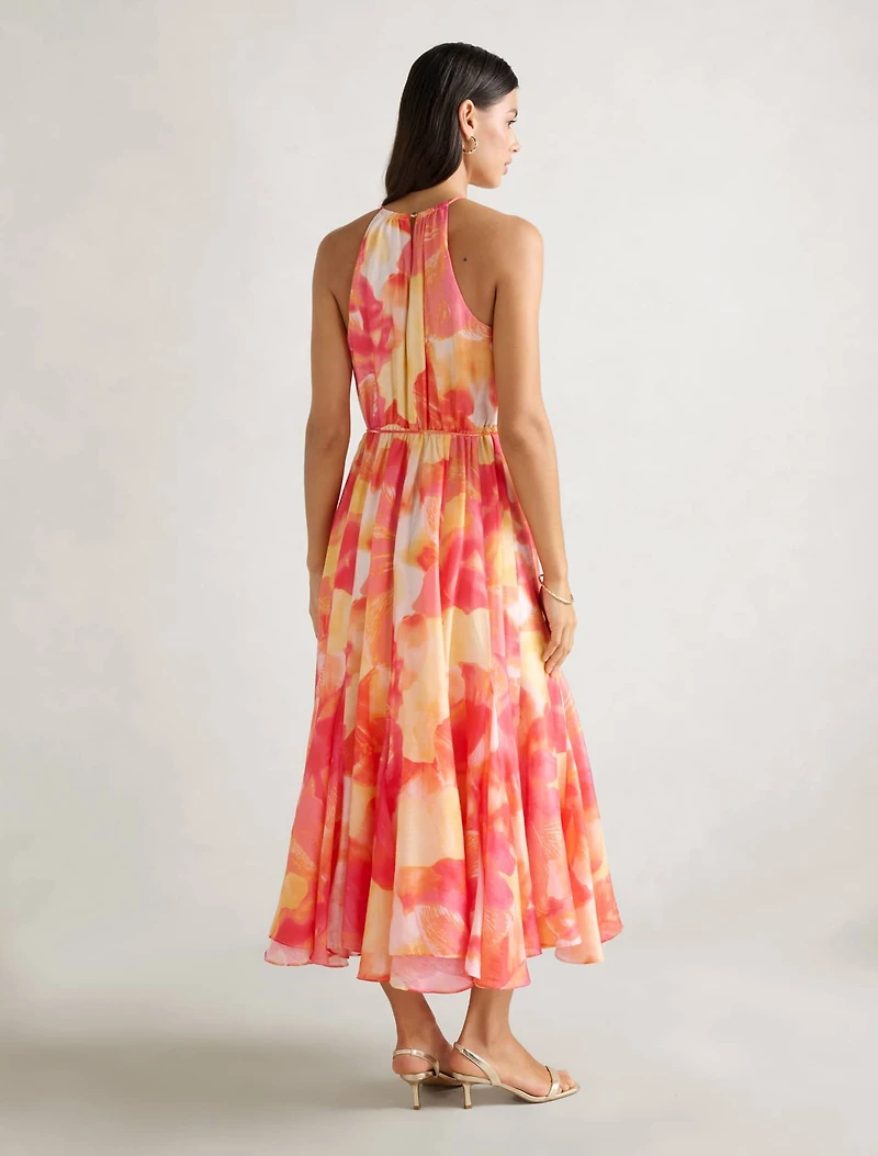 Casey Halter Godet Midi Dress