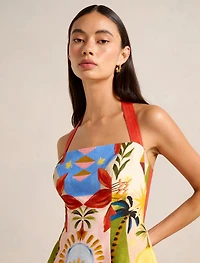 Keely Halter-Neck Linen Mini Dress