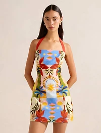 Keely Halter-Neck Linen Mini Dress