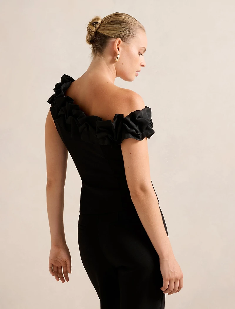 Sadie Tipped Shoulder Ruffle Top