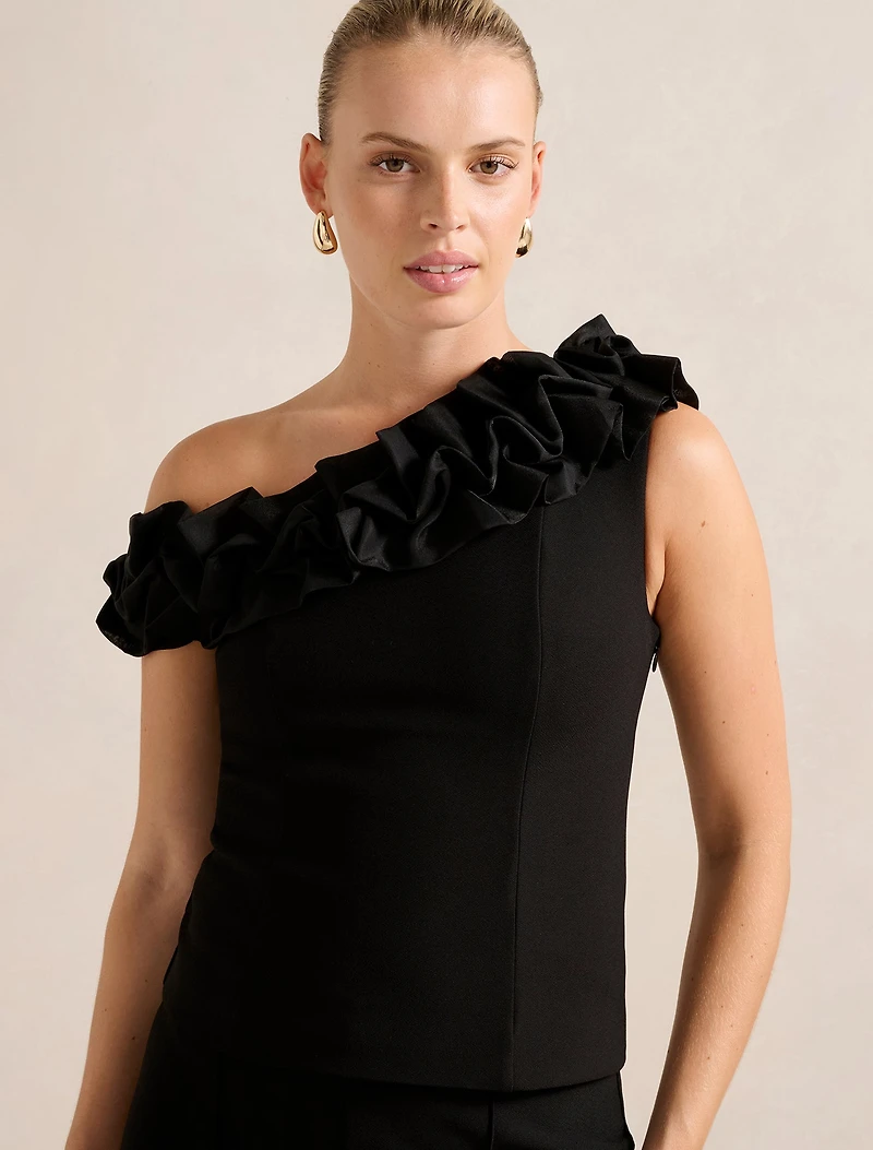 Sadie Tipped Shoulder Ruffle Top