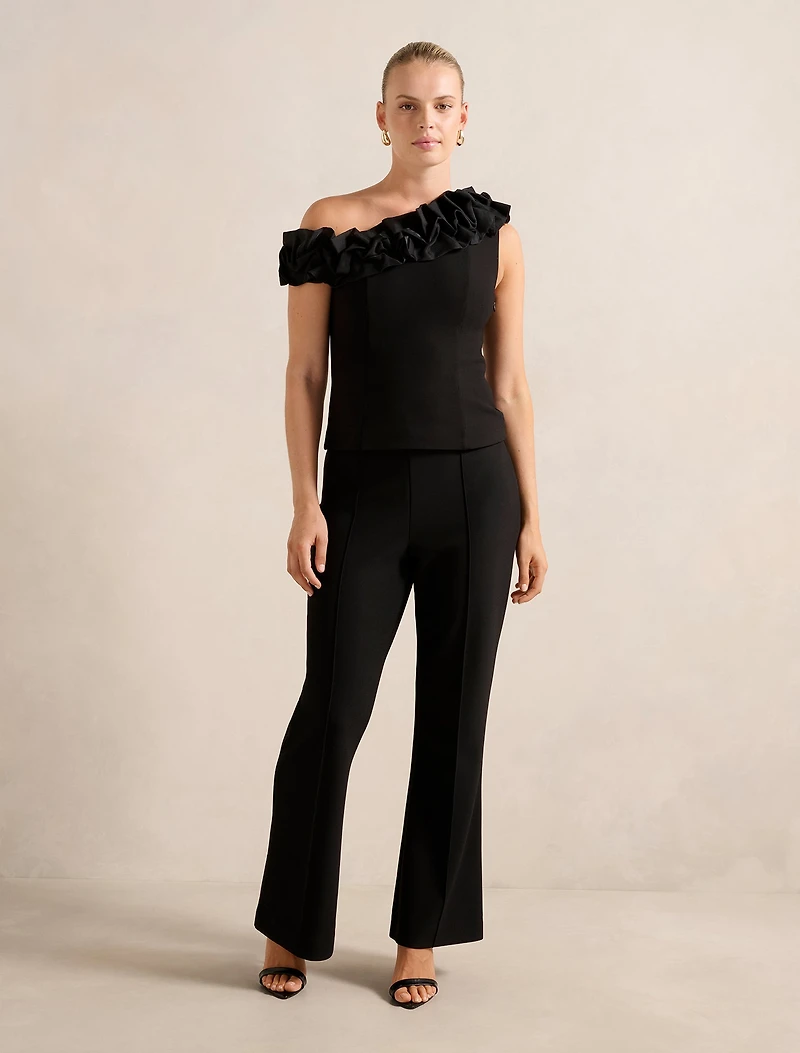 Sadie Tipped Shoulder Ruffle Top