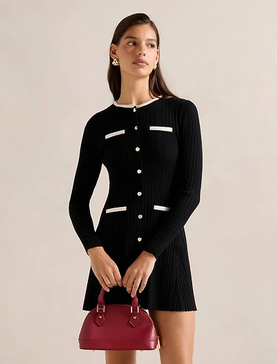 Brielle Fit and Flare Knit Mini Dress