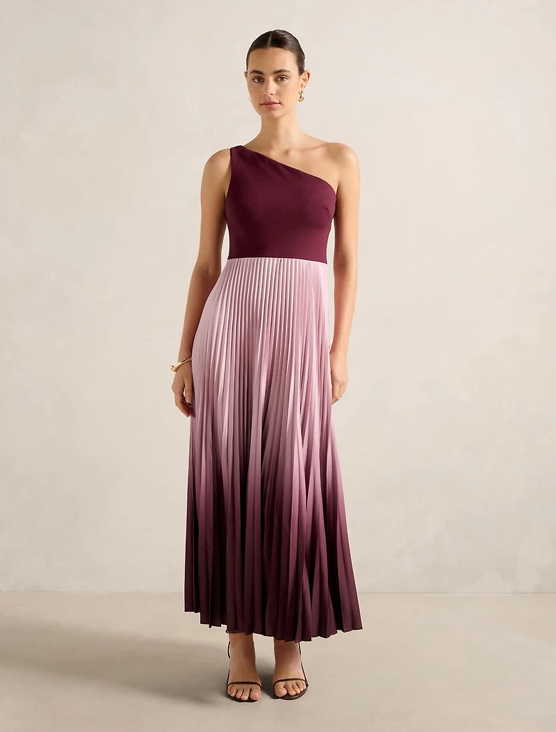 Olena One-Shoulder Pleated Midi Dress