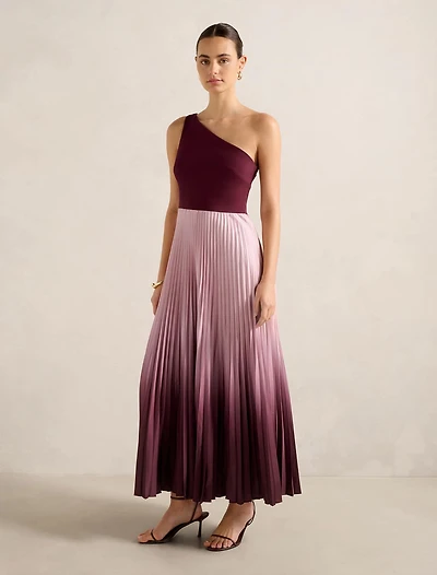 Olena One-Shoulder Pleated Midi Dress