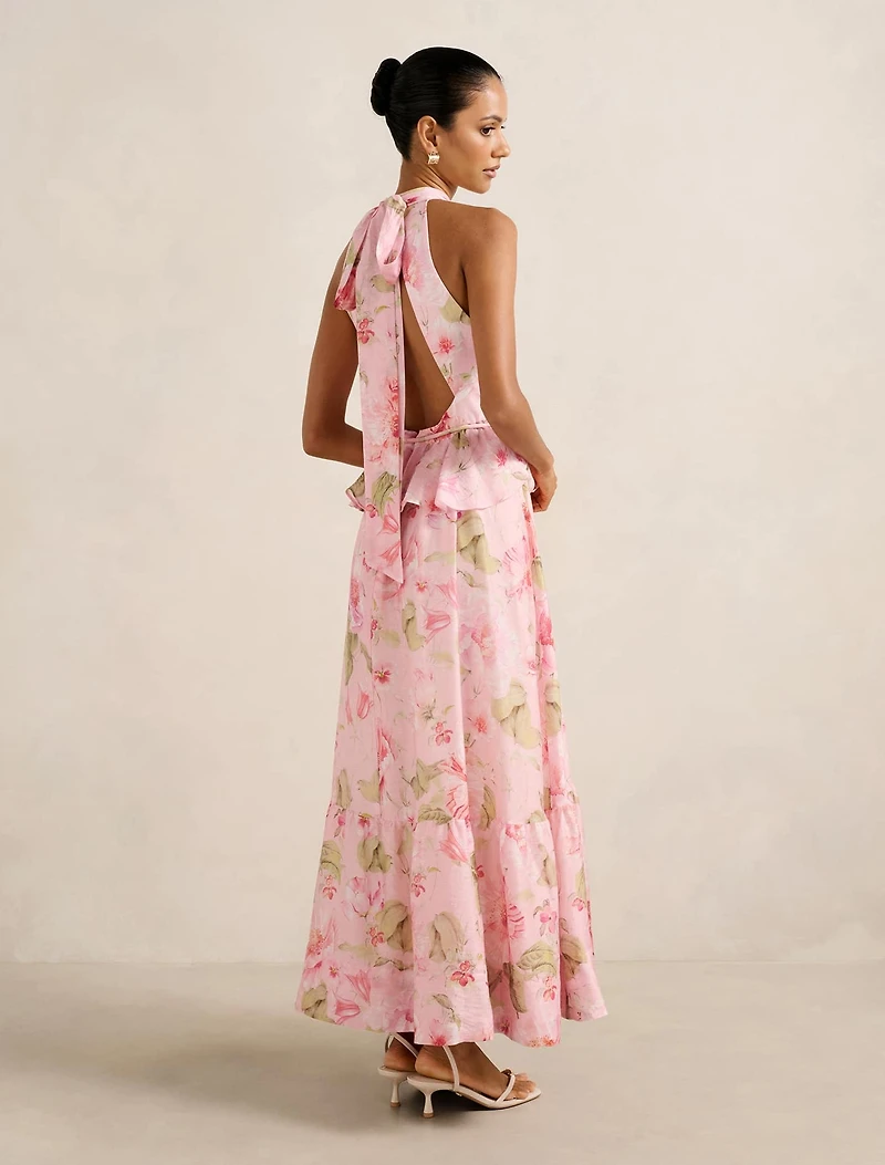 Serena Petite Halter Peplum Midi