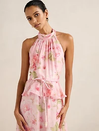 Serena Petite Halter Peplum Midi