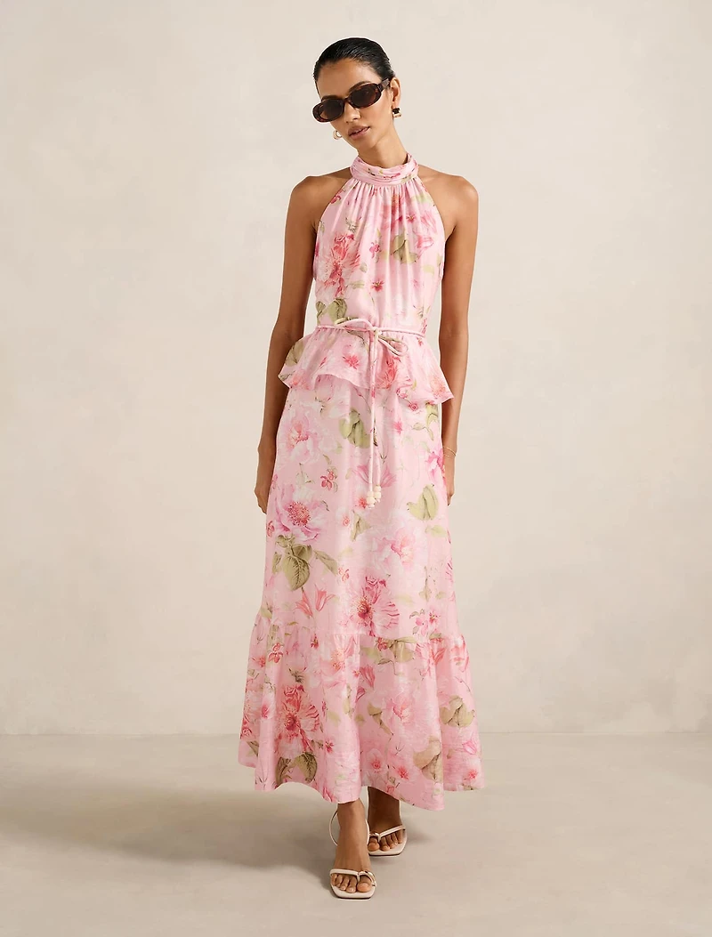 Serena Petite Halter Peplum Midi