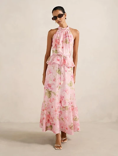 Serena Petite Halter Peplum Midi