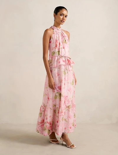 Serena Petite Halter Peplum Midi