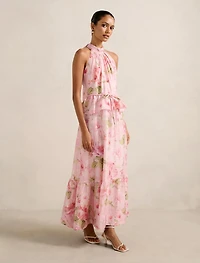 Serena Petite Halter Peplum Midi