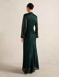 Kristen Long Sleeve Plisse Maxi Dress