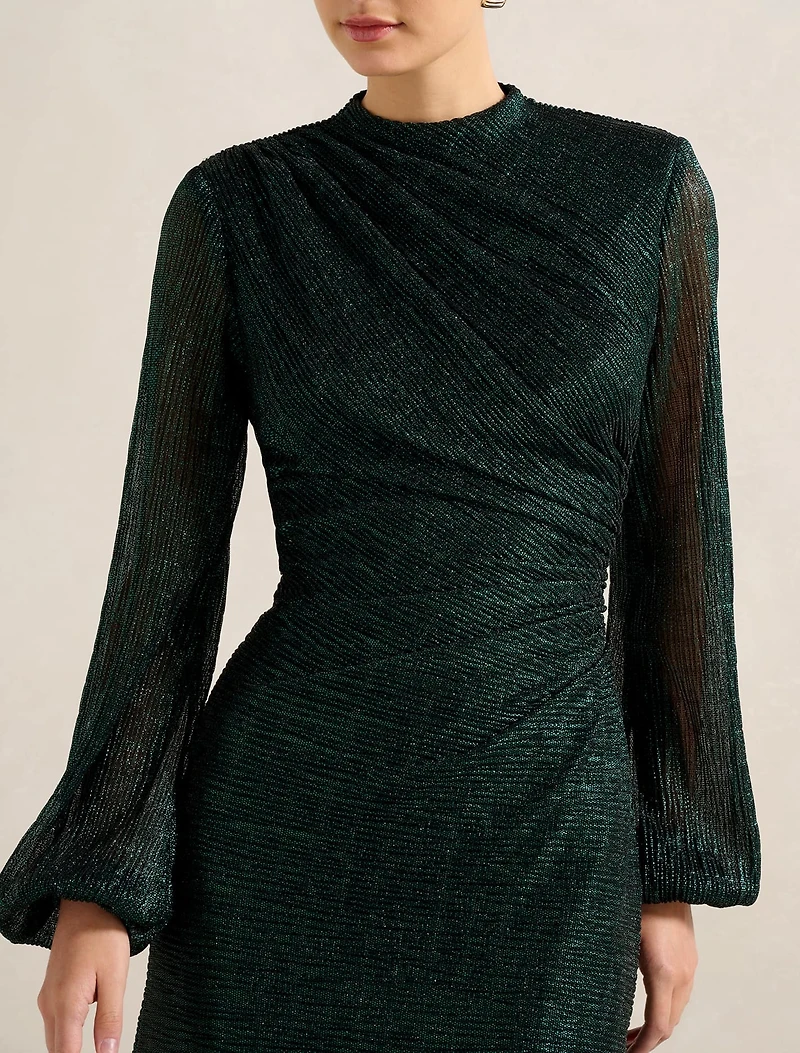 Kristen Long Sleeve Plisse Maxi Dress