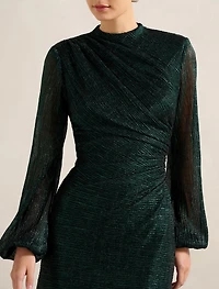 Kristen Long Sleeve Plisse Maxi Dress