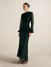 Kristen Long Sleeve Plisse Maxi Dress
