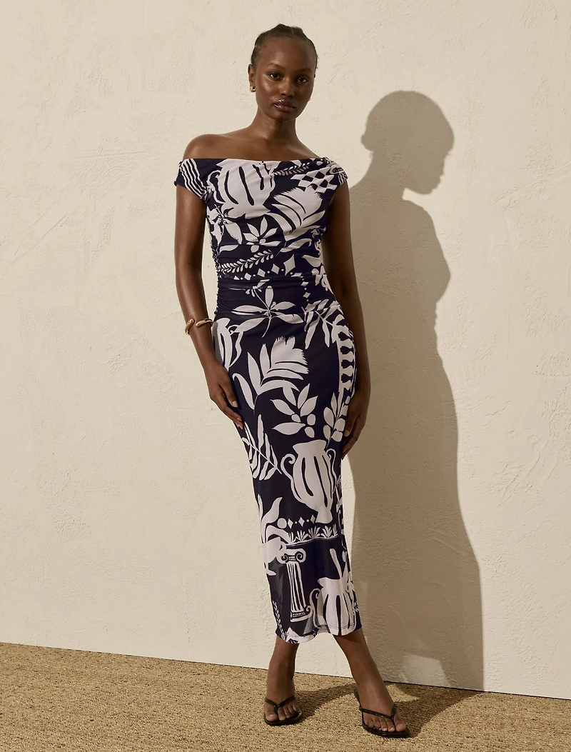 Gisella Tipped Mesh Midi Dress