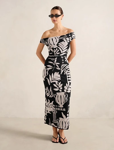 Gisella Tipped Mesh Midi Dress