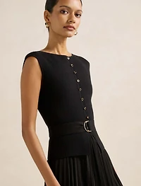 Lelani Petite Pleat Hem Midi Dress