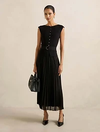 Lelani Petite Pleat Hem Midi Dress