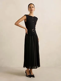 Lelani Petite Pleat Hem Midi Dress
