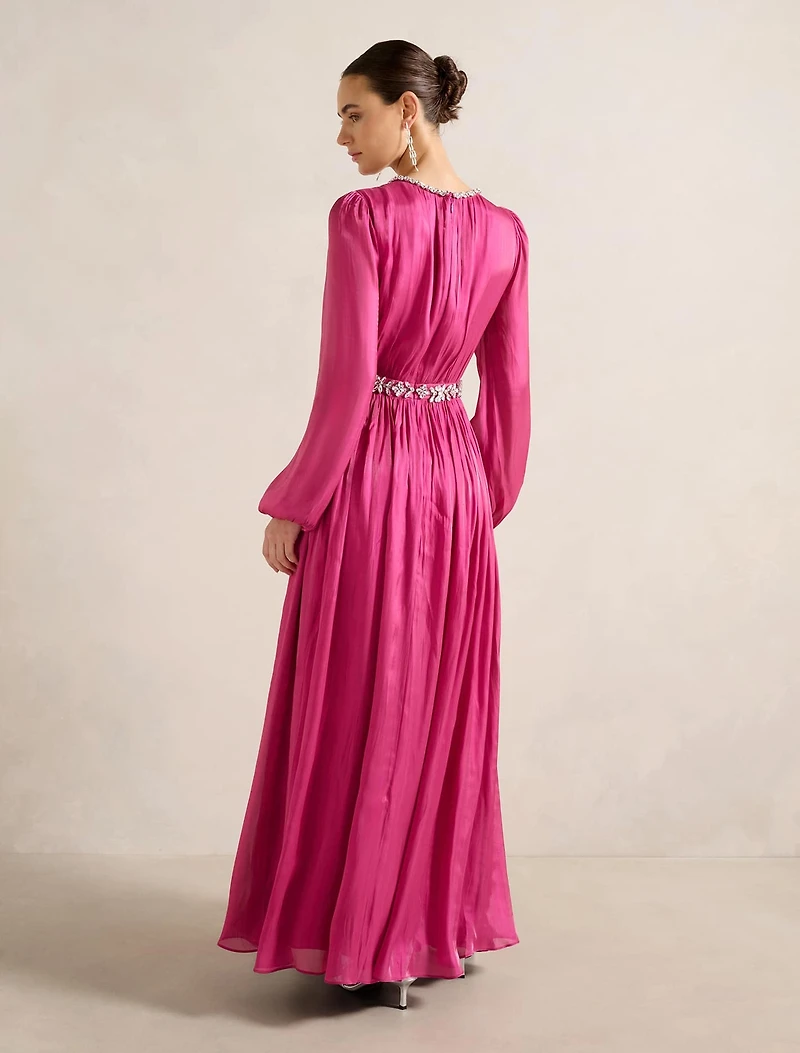Elvia Metallic Belted Maxi