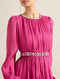 Elvia Metallic Belted Maxi