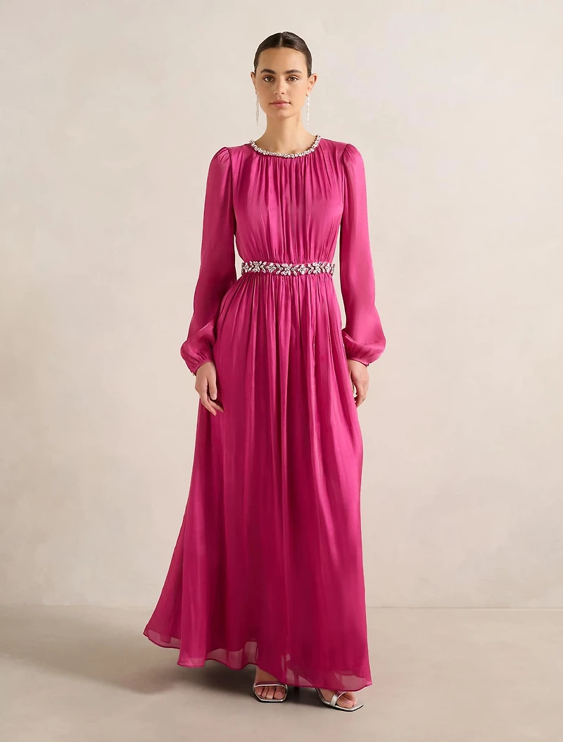 Elvia Metallic Belted Maxi