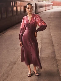 Camilla Long-Sleeve Printed Midi Dress
