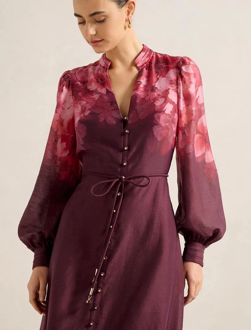 Camilla Long-Sleeve Printed Midi Dress