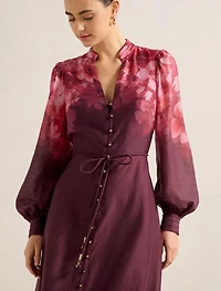 Camilla Long-Sleeve Printed Midi Dress