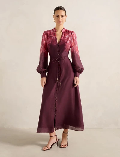 Camilla Long-Sleeve Printed Midi Dress