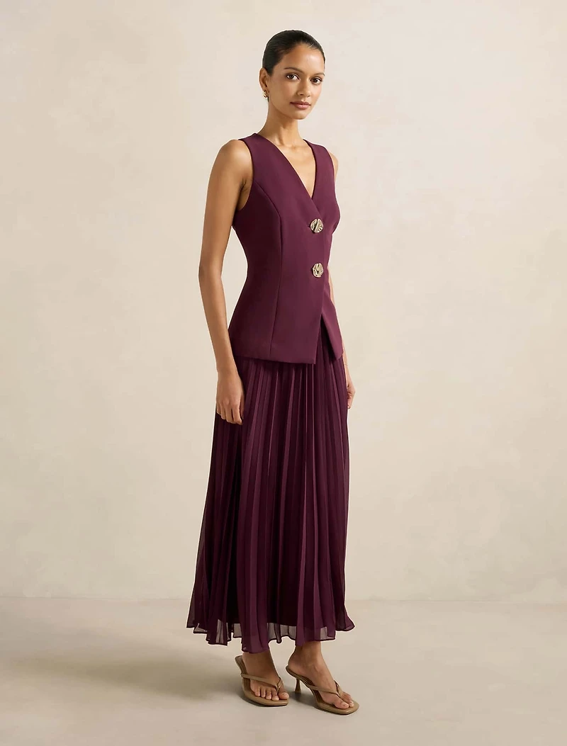 Larissa Petite Pleated Vest Maxi