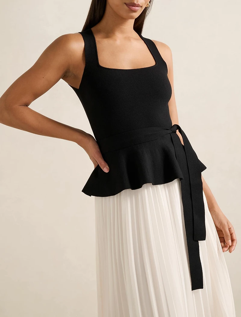 Peony Pleat Mixed Dress