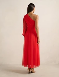 Jennifer One-Shoulder Tulle Maxi Dress
